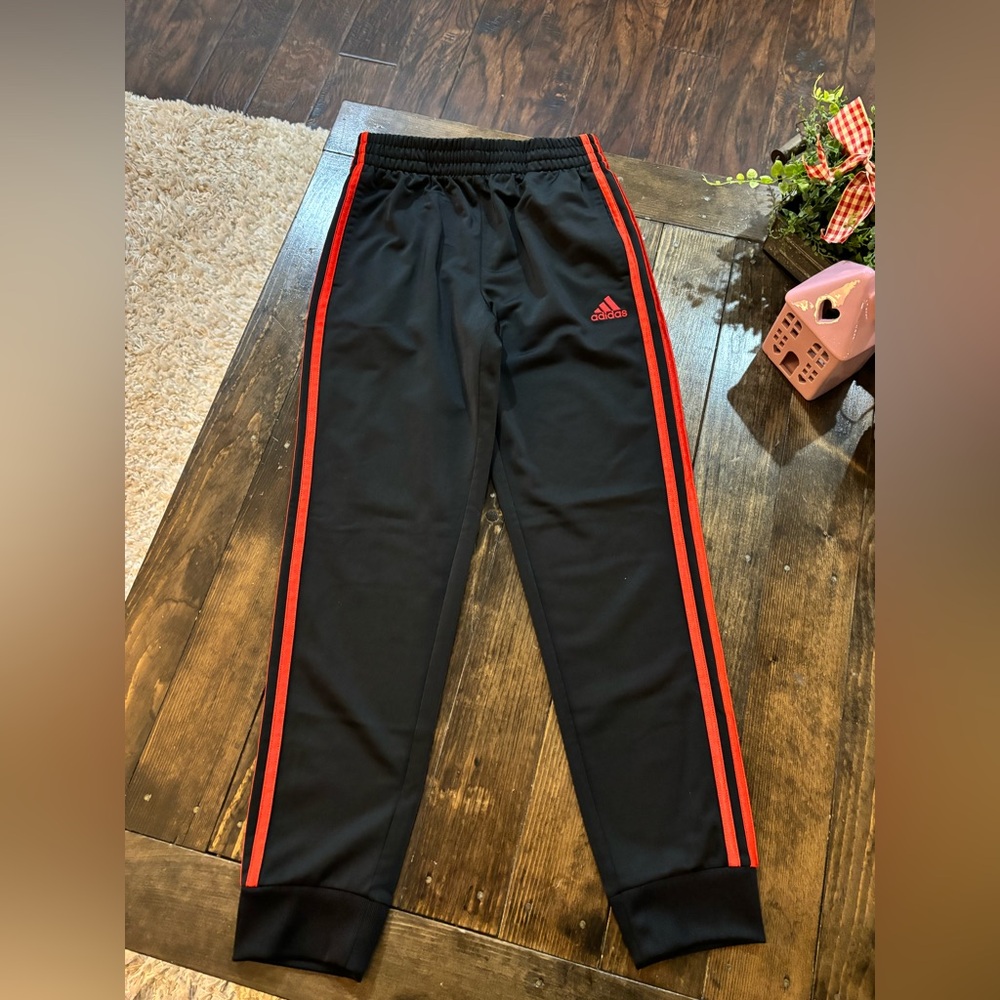 Youth Black and Red Adidas Track Pant